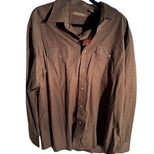 NWT‎ Roper Men’s Sz Large Pearl Snap Brown Button Down